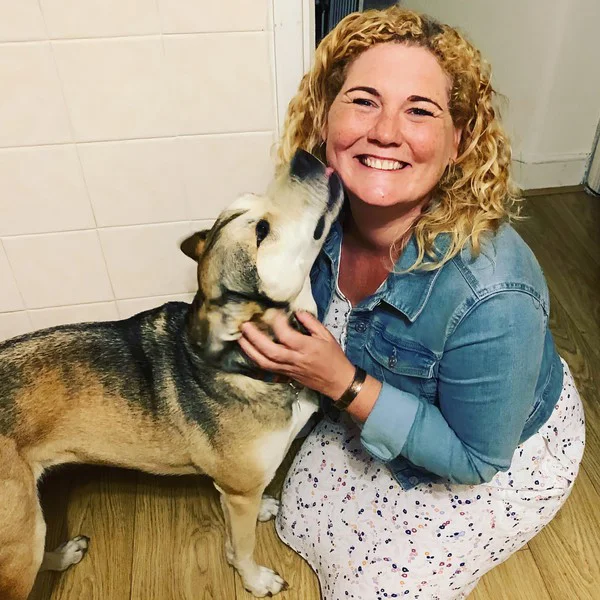 Rochelle working with her dog using PRAMA training methods at Kahu K9 Training, building trust and obedience through positive reinforcement.